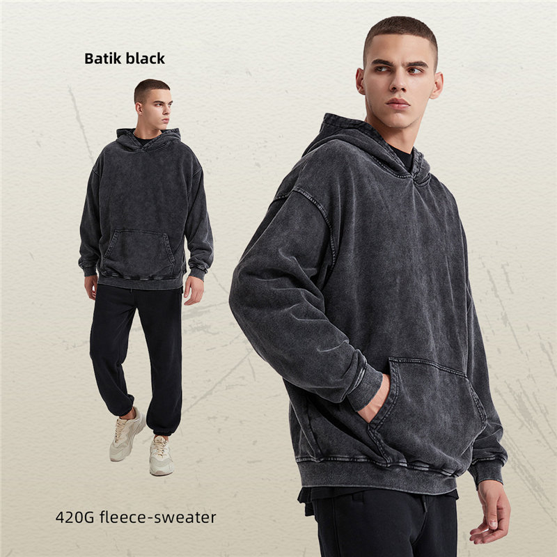 Customized Manufacturer Cotton Batik Aged Print Hoodie