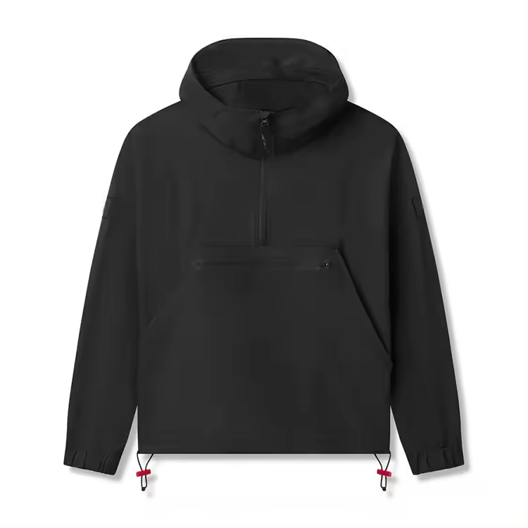Custom Quick Dry Soft Shell Black Patch Waterproof Rain Half Zip Jacket Men