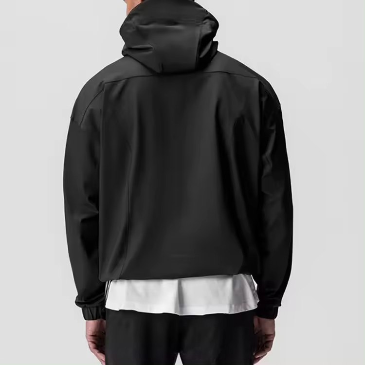 Custom Quick Dry Soft Shell Black Patch Waterproof Rain Half Zip Jacket Men