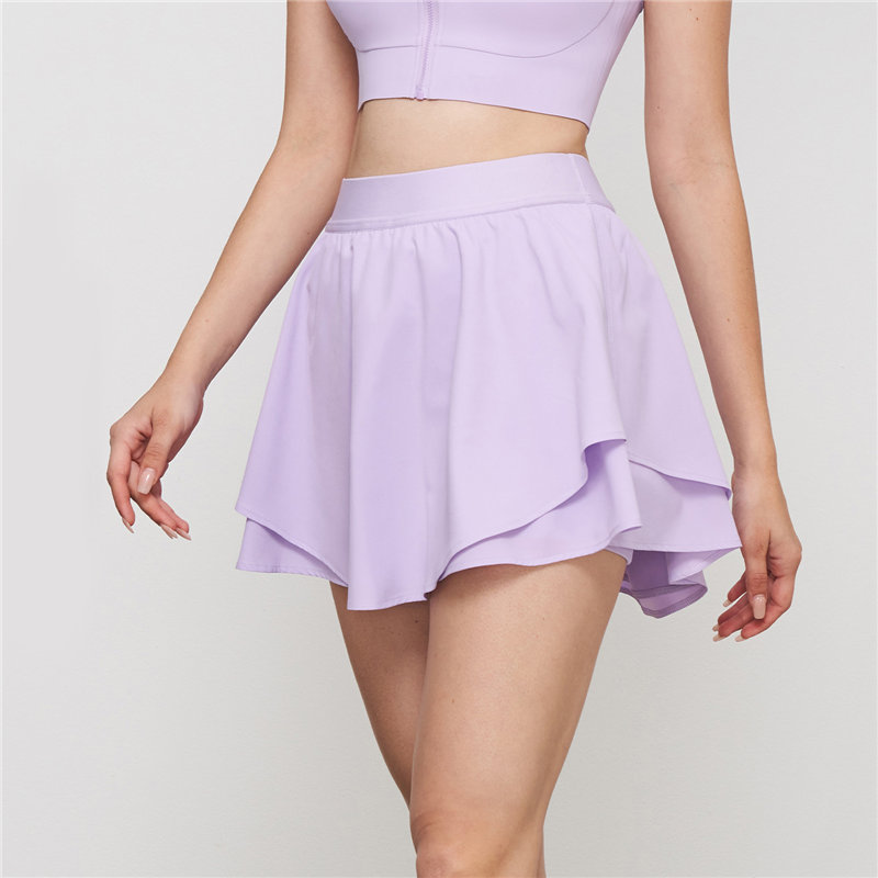 Customized Nude Quick Dry Sports Skirt False Two Piece Anti-Shine Pocket Pleated Tennis Skirt