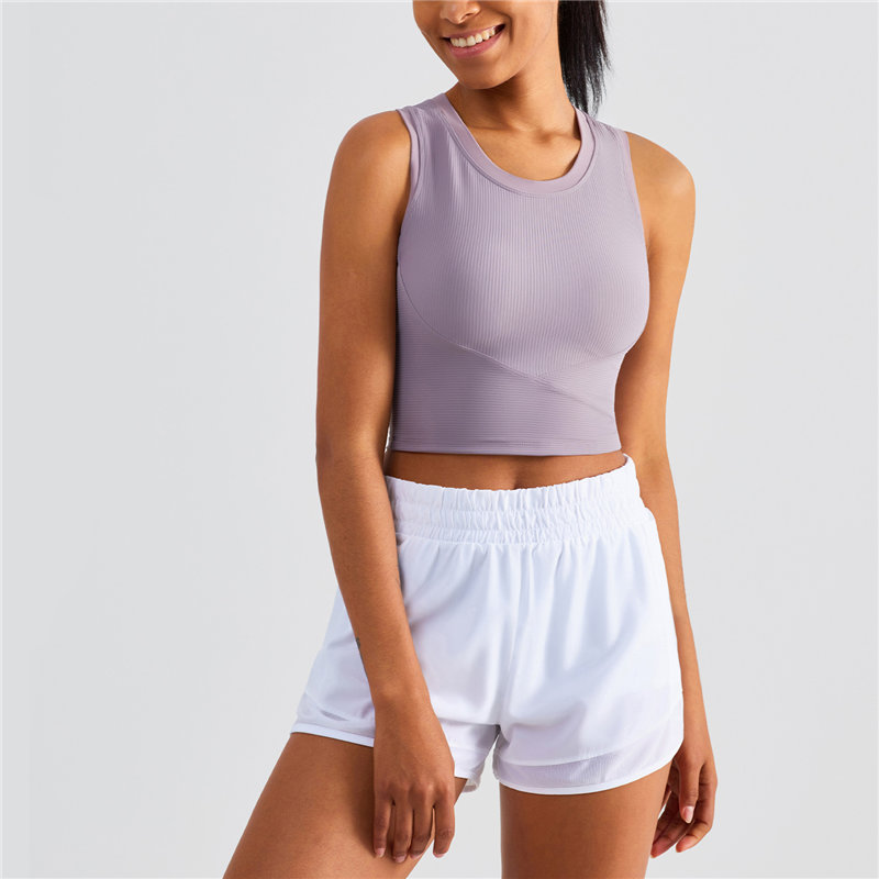 One-piece, fixed-cup sports and fitness tank top