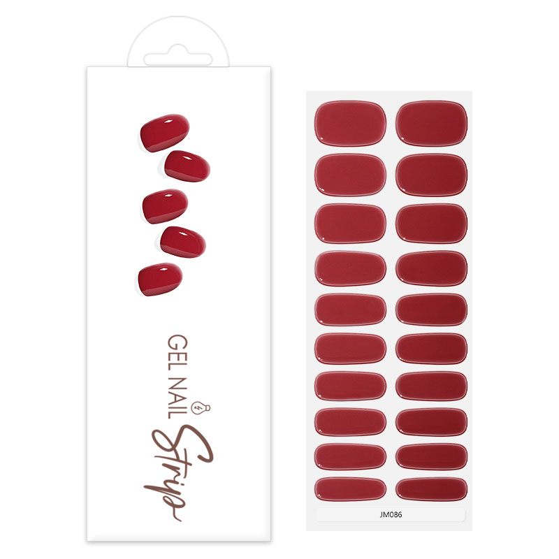 OEM Solid Color Red Semi-Cured Gel Nail Strips Glossy Finish