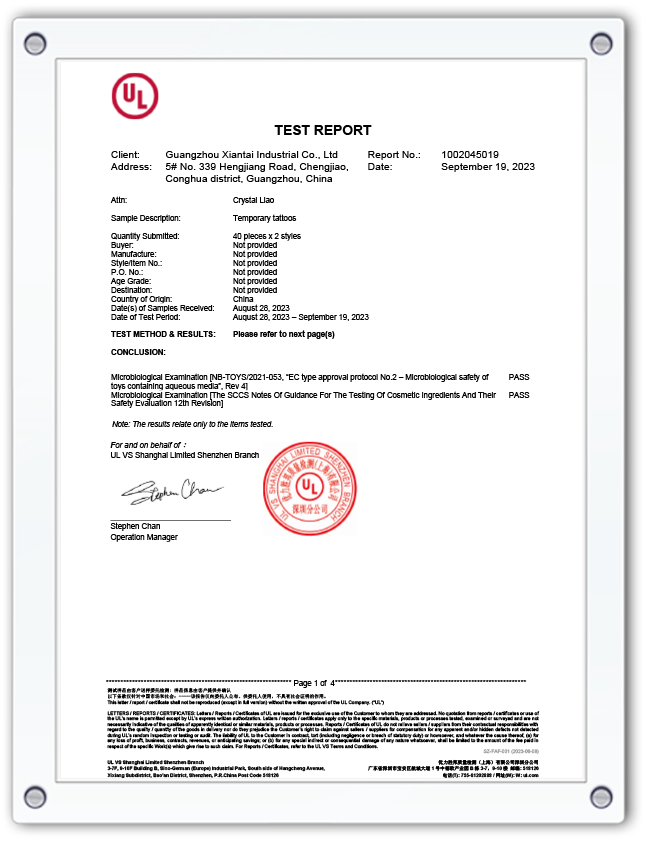 Microbiological Examination Certificate