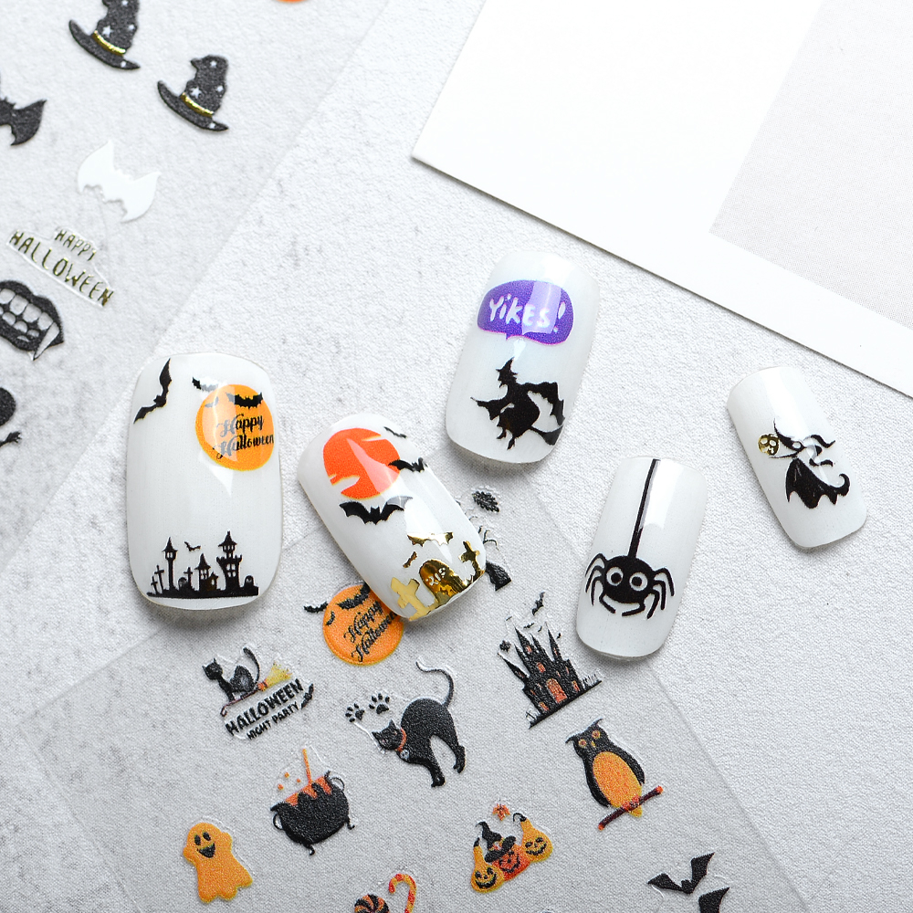 Factory-Direct Halloween 3D Nail Art Stickers Wholesale Nail Decals