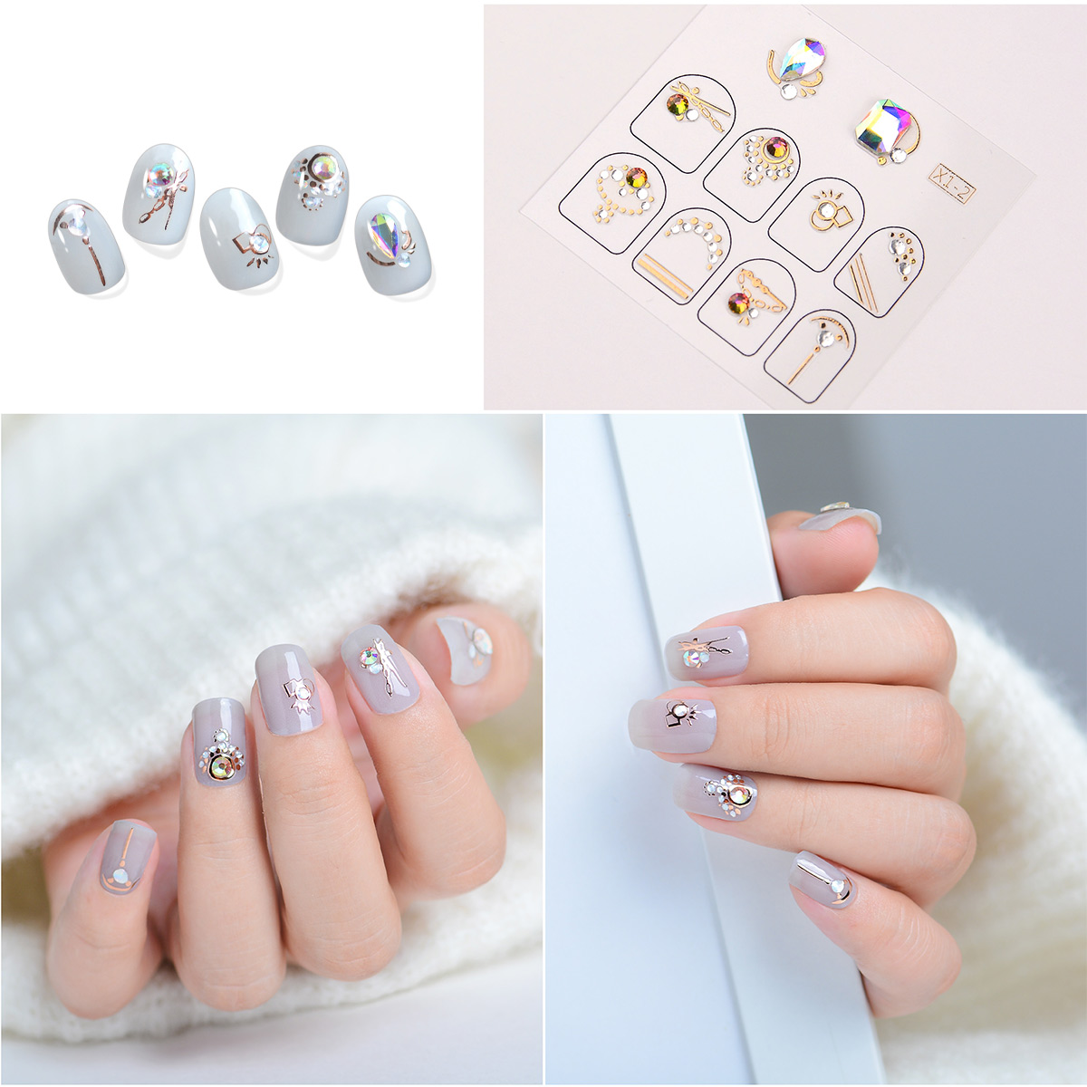 Factory-Direct Wholesale 3D Minimalist Rhinestone Nail Art Stickers