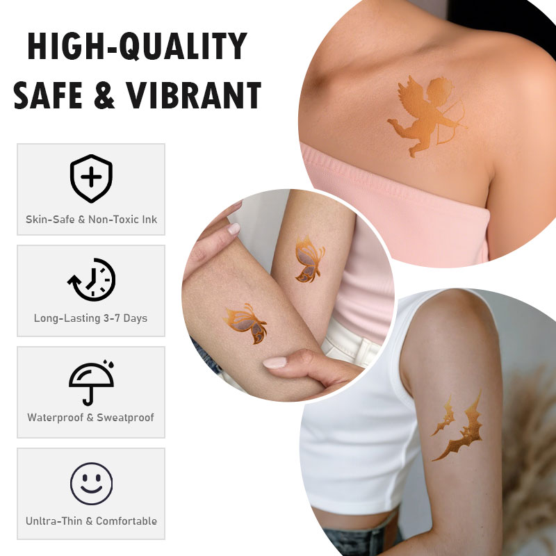 China Suppliers Factory B2B Gold Metallic Star Temporary Tattoos - Stylish, Easy-Apply, Waterproof & Customizable