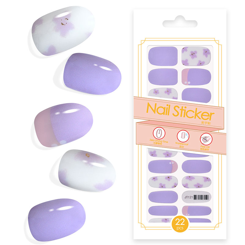 Wholesale Self Adhesive Nail Polish Stickers with Light Purple Color Gold Foil Accents