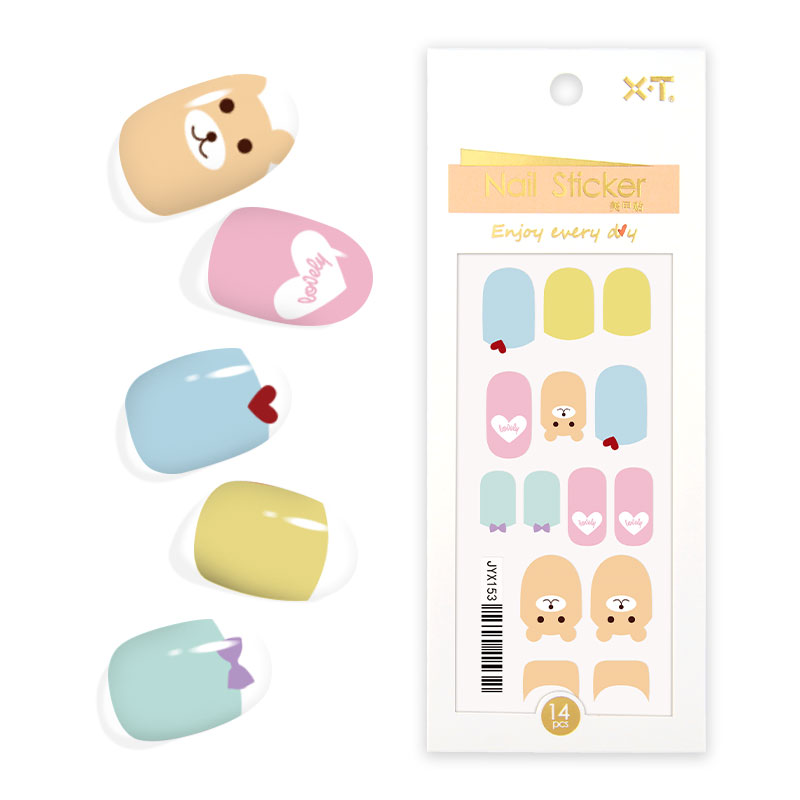Custom Pastel Color Self Adhesive Nail Polish Stickers Cartoon Design