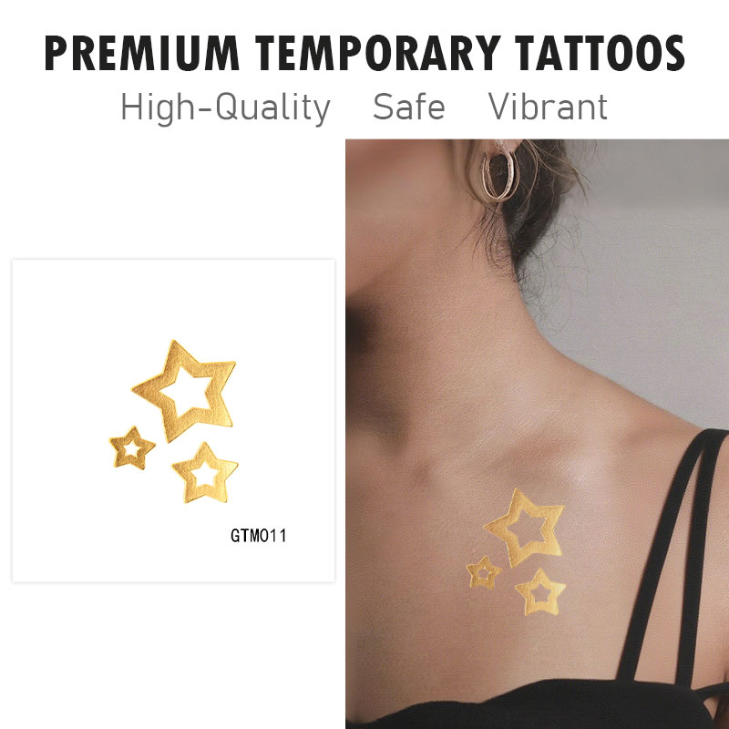 B2B Gold Metallic Star Temporary Tattoos, Stylish Easy-Apply for Wholesale