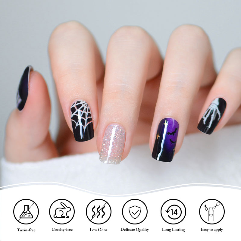 Wholesale Glow-in-the-Dark Halloween Gel Nail Strips from China Suppliers - UV Cured Nail Art Factory