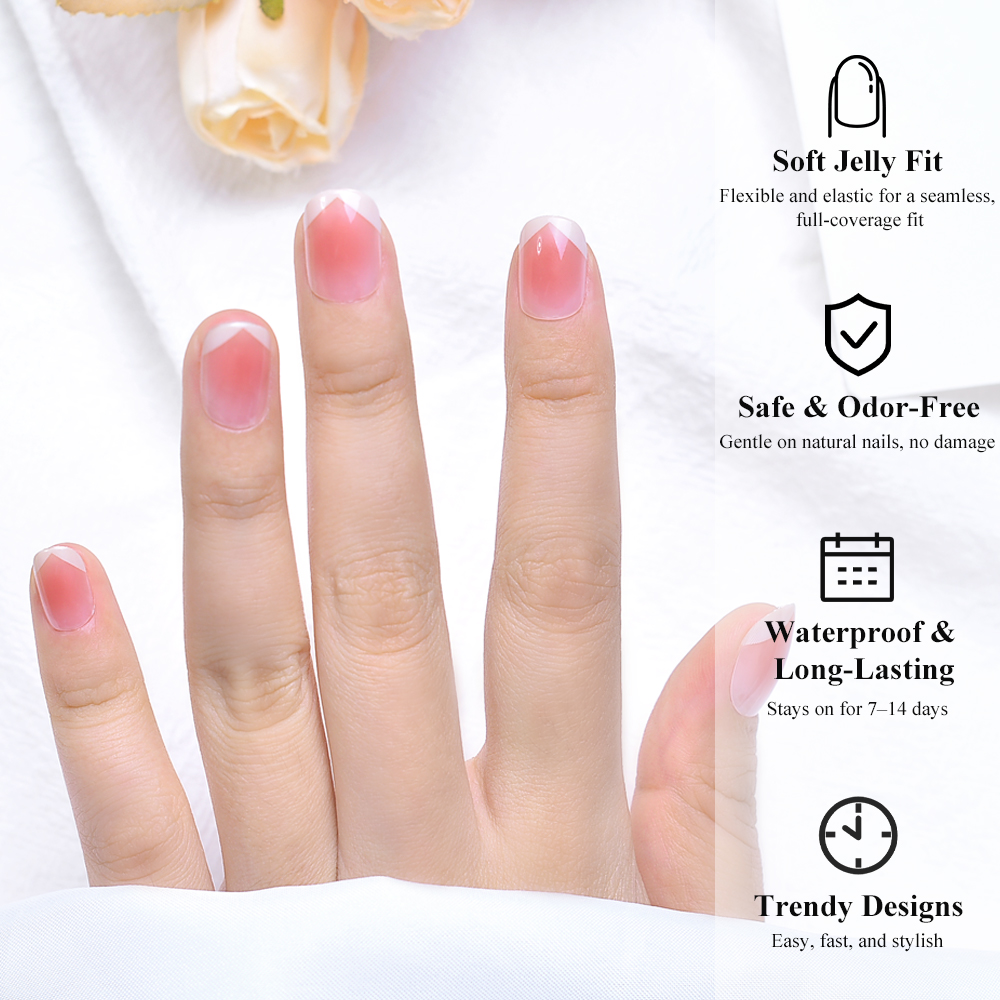 Wholesale Nude Pink Press-On Nails French Manicure for Brands