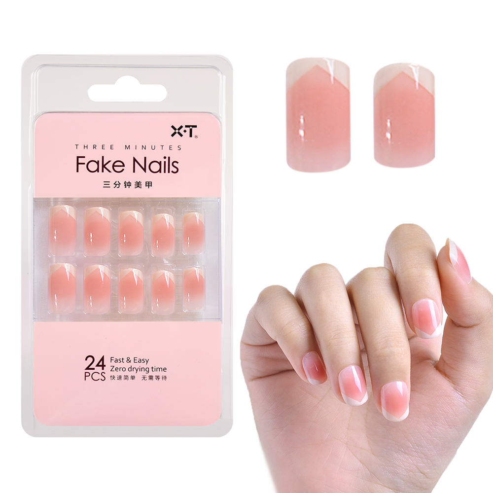 Wholesale Nude Pink Press-On Nails French Manicure for Brands