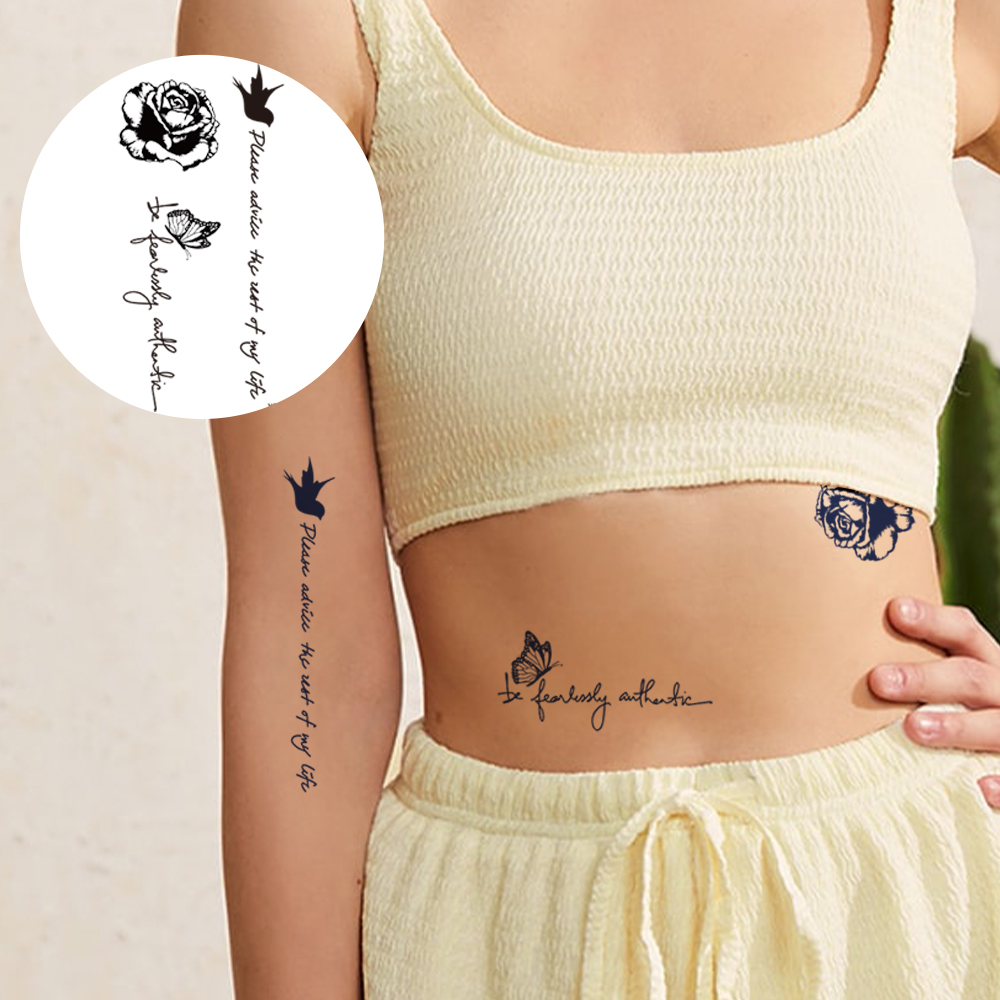 Wholesale Floral Script Semi-Permanent Tattoo Stickers for Retail
