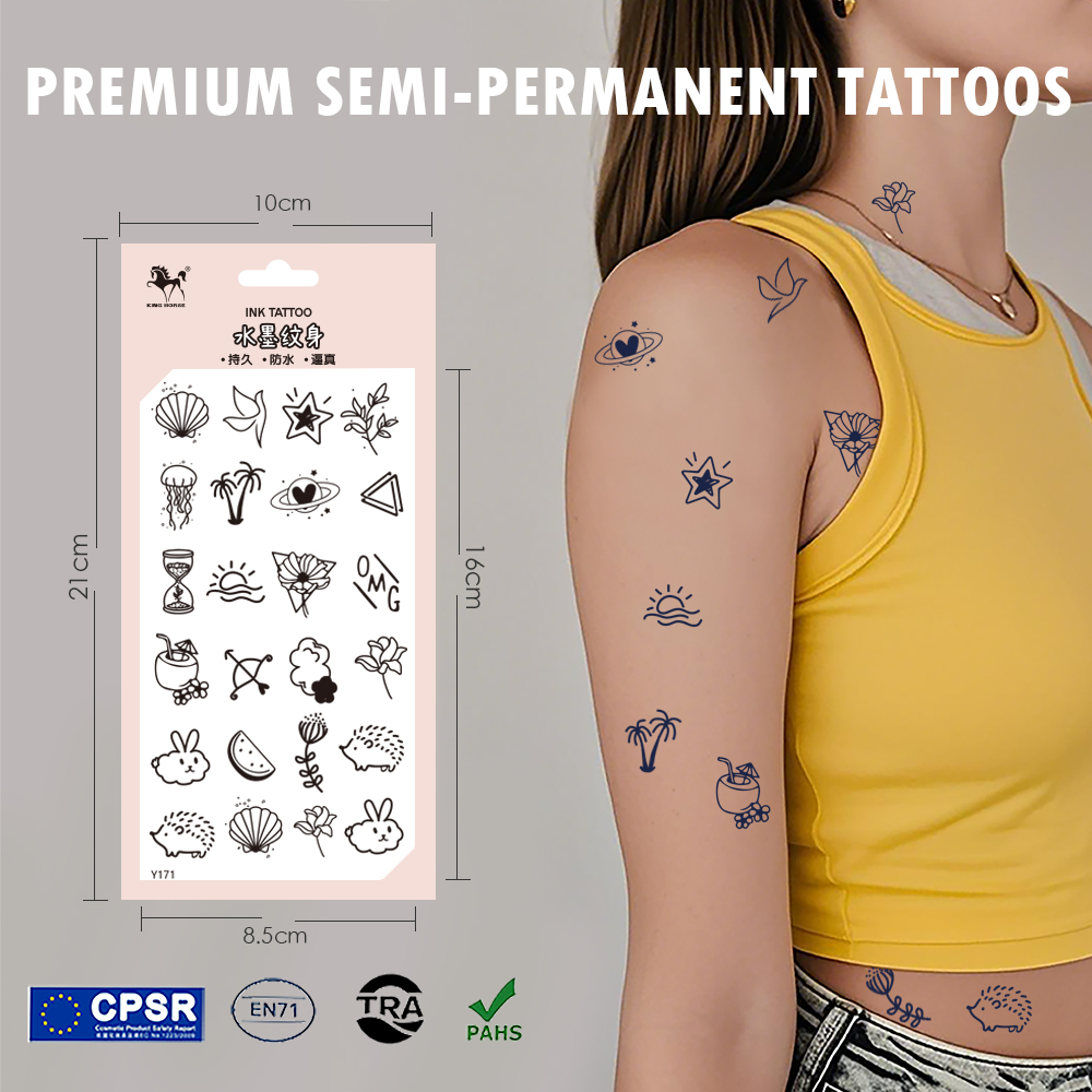 Factory-Direct Mini Doodle Patterns Semi-Permanent Tattoos for Brands