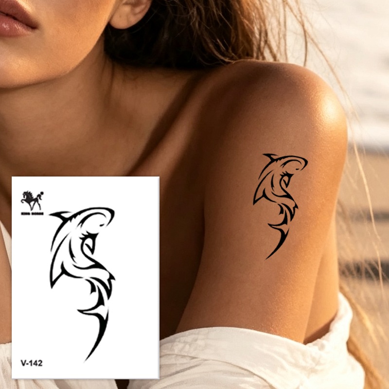 Shark & Dolphin Ocean Animal Minimal Tattoo Collection