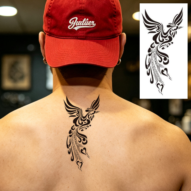 Wholesale OEM Water Transfer Juice Semi-Permanent Tattoo Sticker, Tribal Thorn Phoenix Gothic Armband Totem Design, Realistic & Long Lasting Supplies