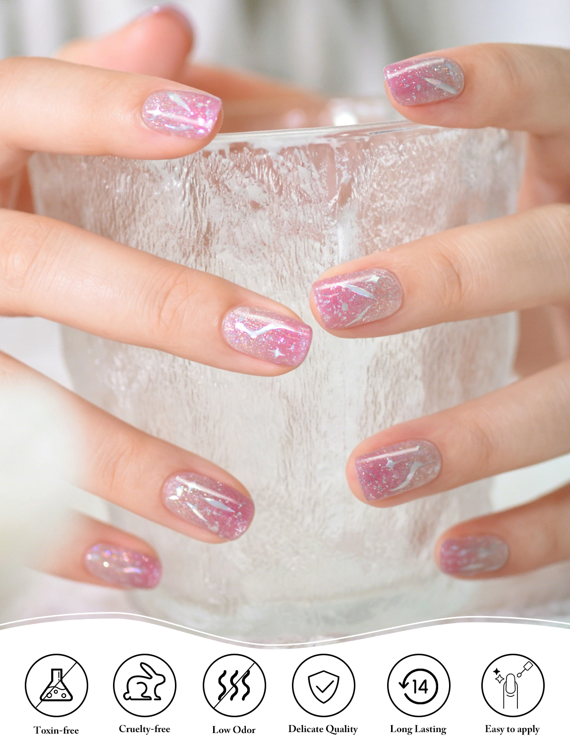 4 OEM Pink Gradient Iridescent Star Glitter Semi-Cured Gel Nail Strips.png