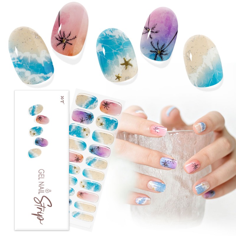 OEM Summer Seaside Wave Starfish Gel Nail Wraps