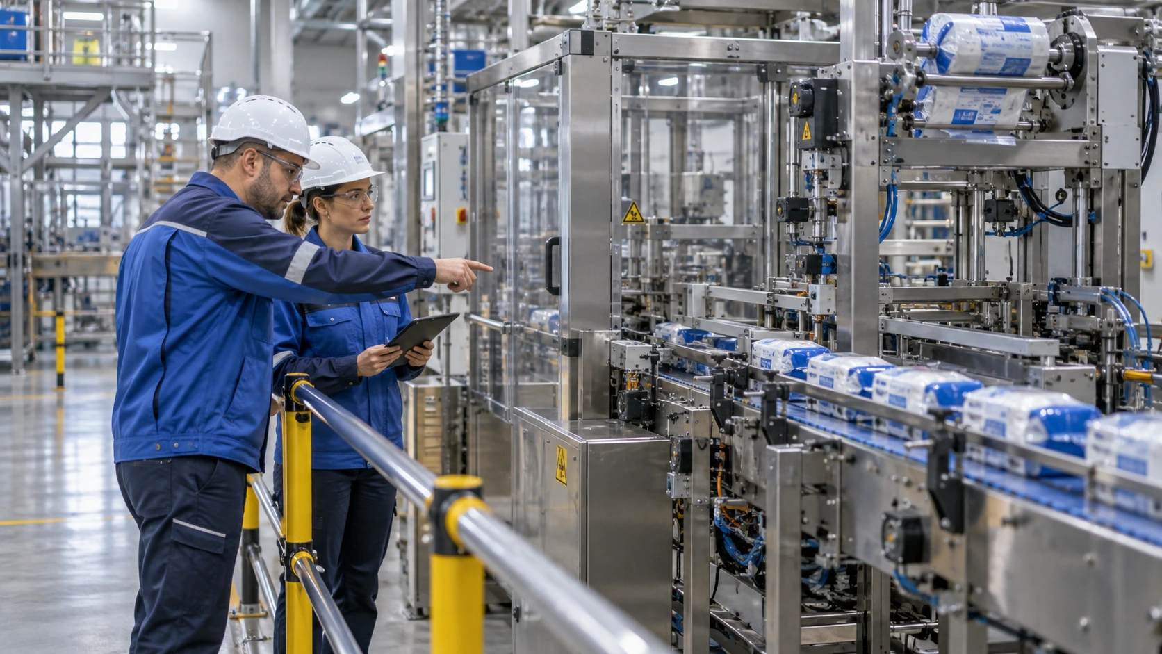 Engineers commissioning the production line