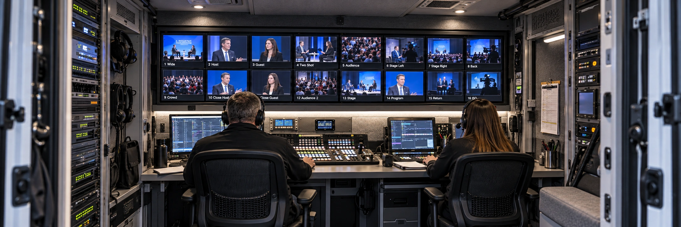 Production Van Monitoring Multiple Views Of The Same Interview