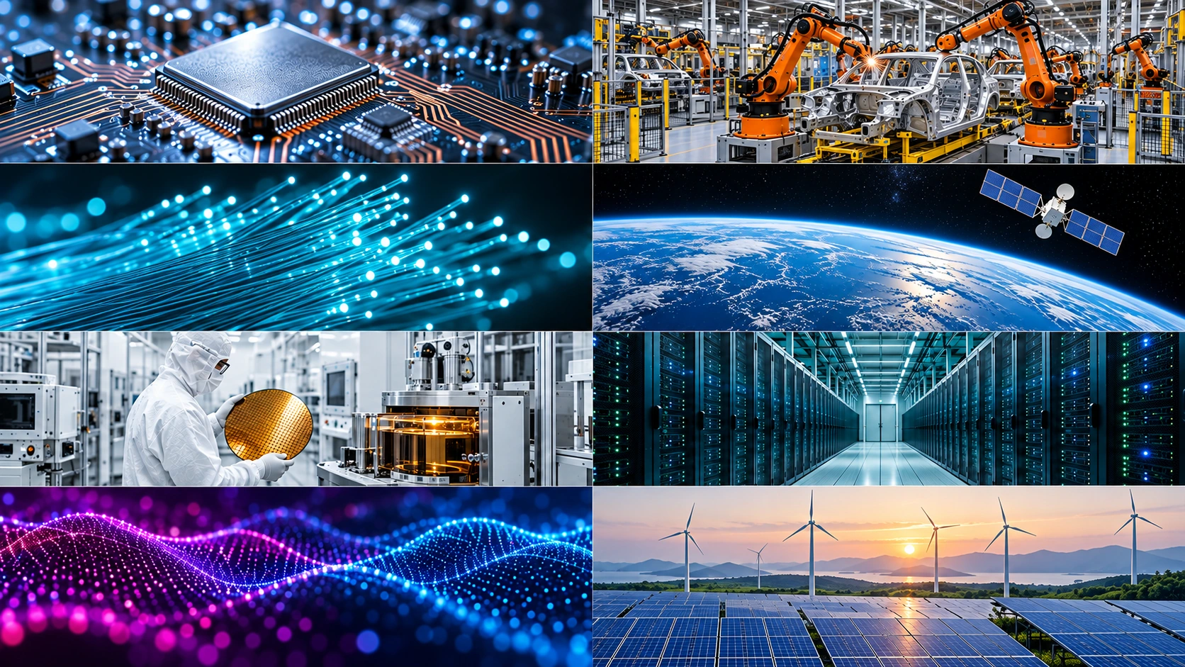 Eight technology scenes for the routing demonstration