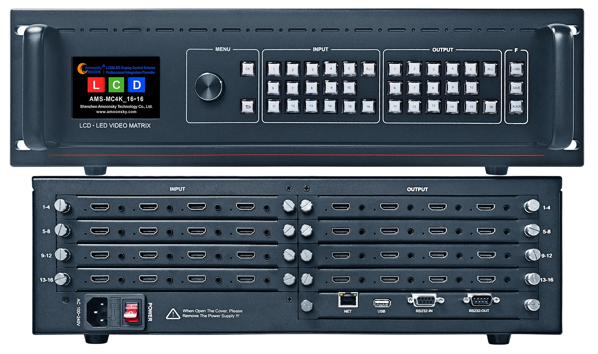 AMS-MC4K_16X16 front and rear panels
