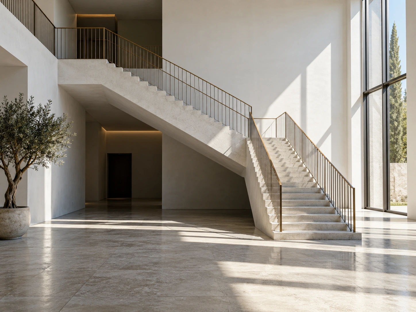 The same architectural interior with a compressed luminance range