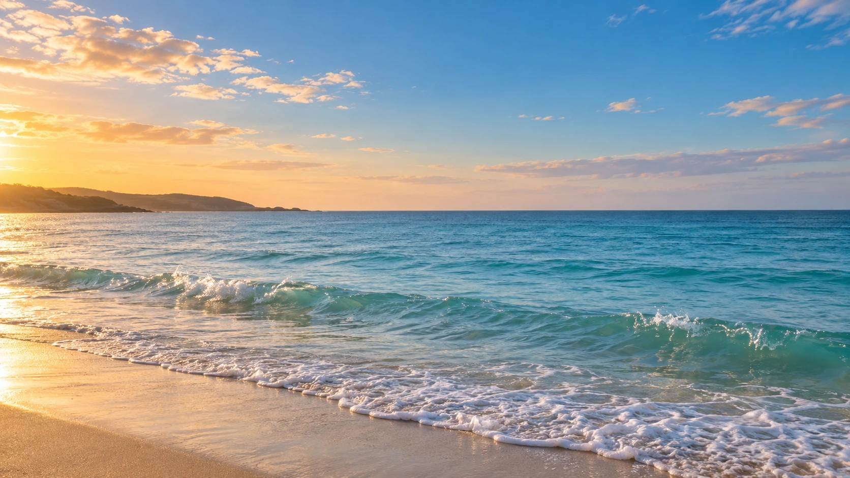 Ocean coastline at sunset