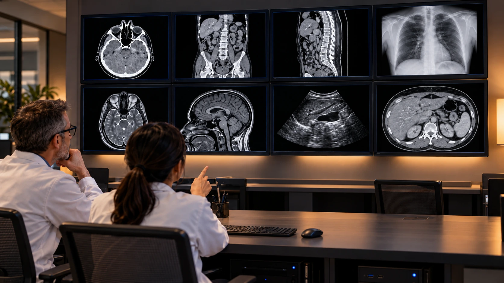 Medical workstation displaying multiple imaging sources