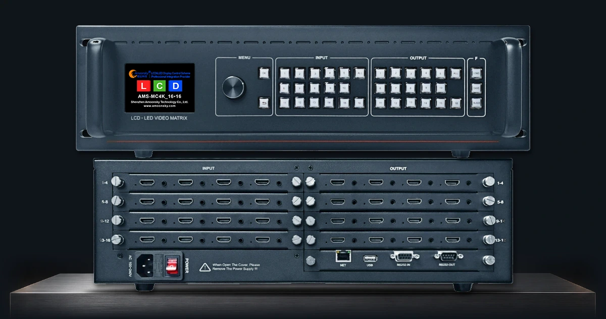 AMS-MC4K_16X16 front and rear panel views