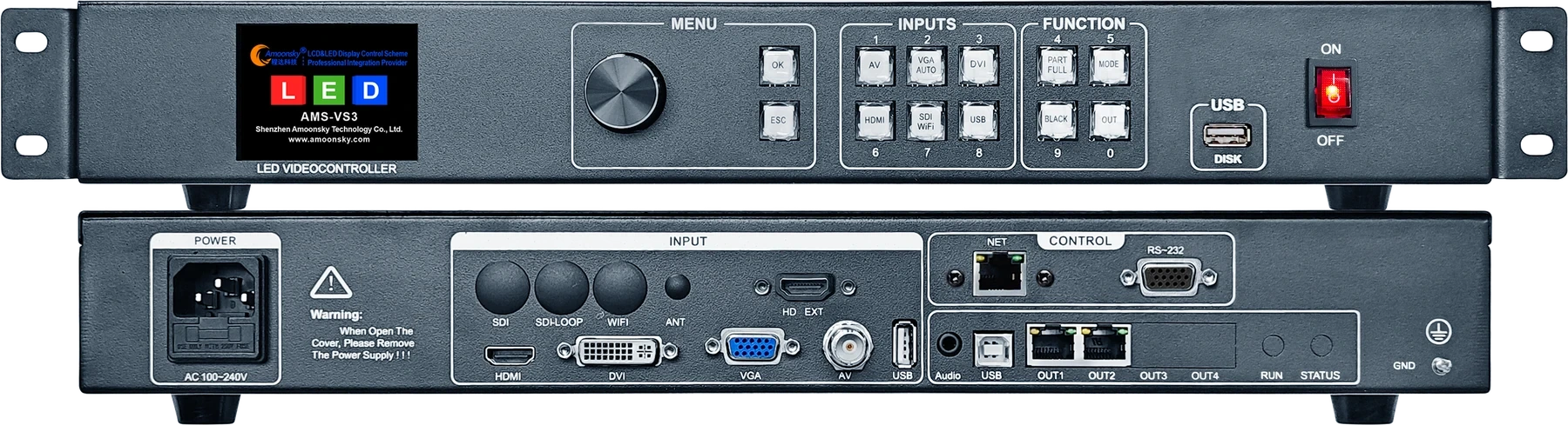 VS3 controller front and rear views