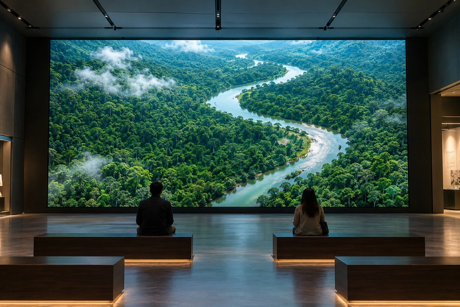 Panoramic LED installation in a museum exhibition hall