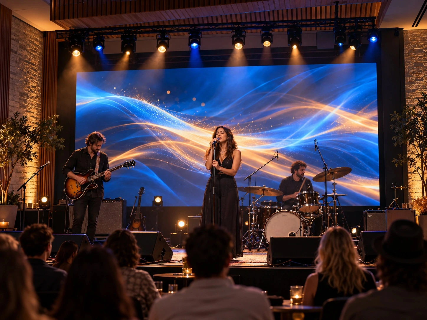 Small Live Music Performance With LED Stage Backdrop