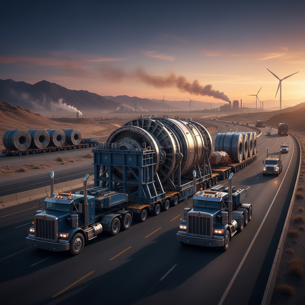 Big Trucks For Oversized Industrial Machinery And Steel Coil Transportation