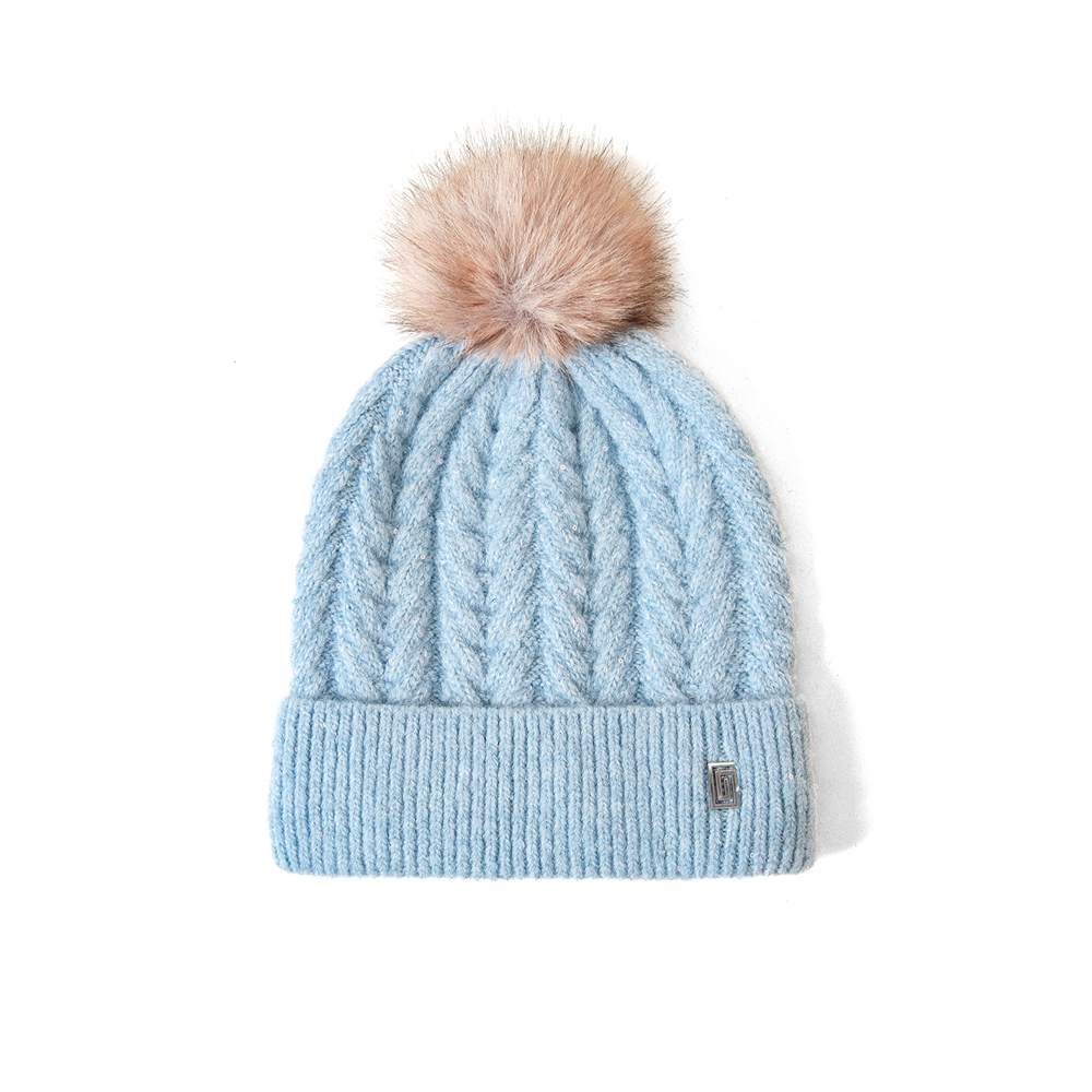 CAPGLOBAL Sequin Cable Knit Beanie & Scarf Set
