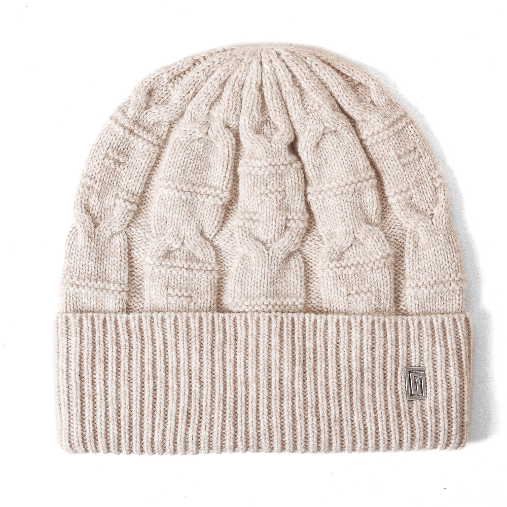 CAPGLOBAL 100% Wool Cable Knit Beanie & Scarf Set