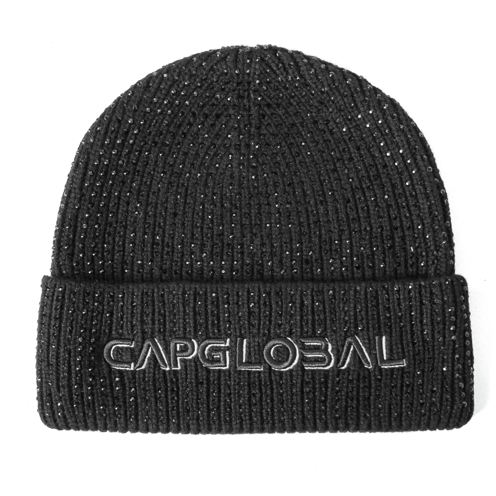 CAPGLOBAL Luxury Rhinestone Merino Wool Beanie