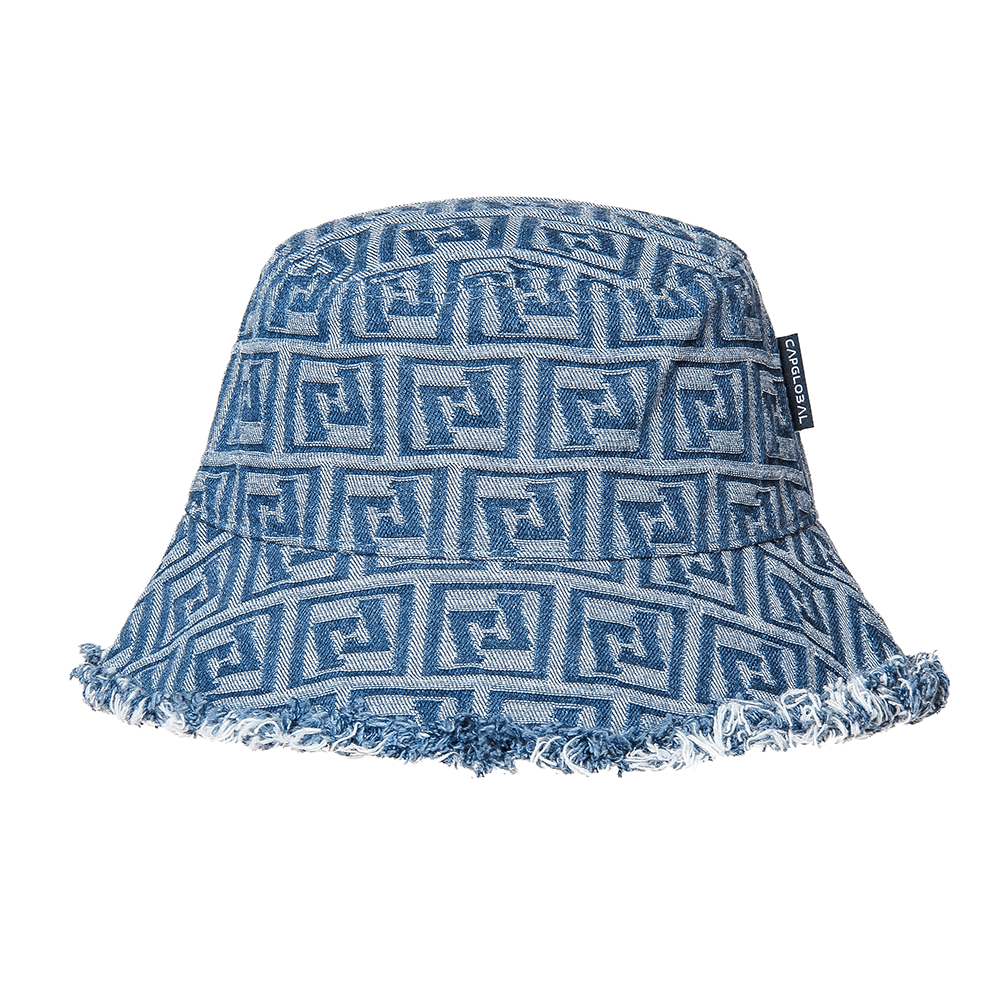 CAPGLOBAL Jacquard Denim Raw-edge Bucket Hat