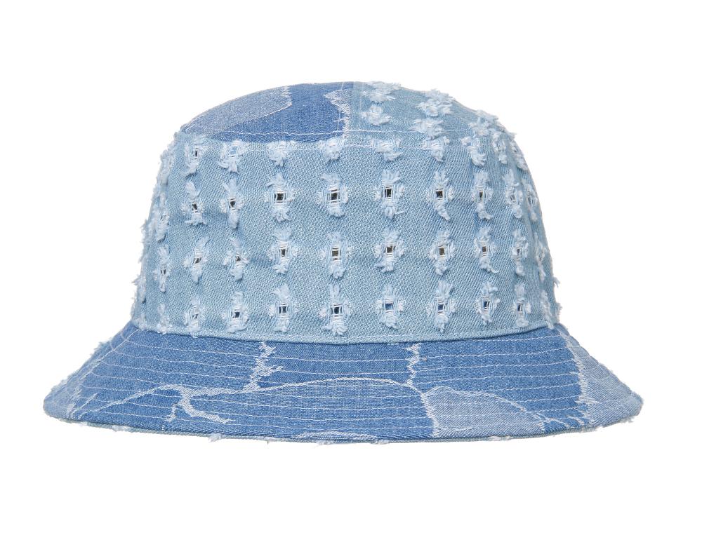 CAPGLOBAL Patchwork Distressed Denim Bucket Hat