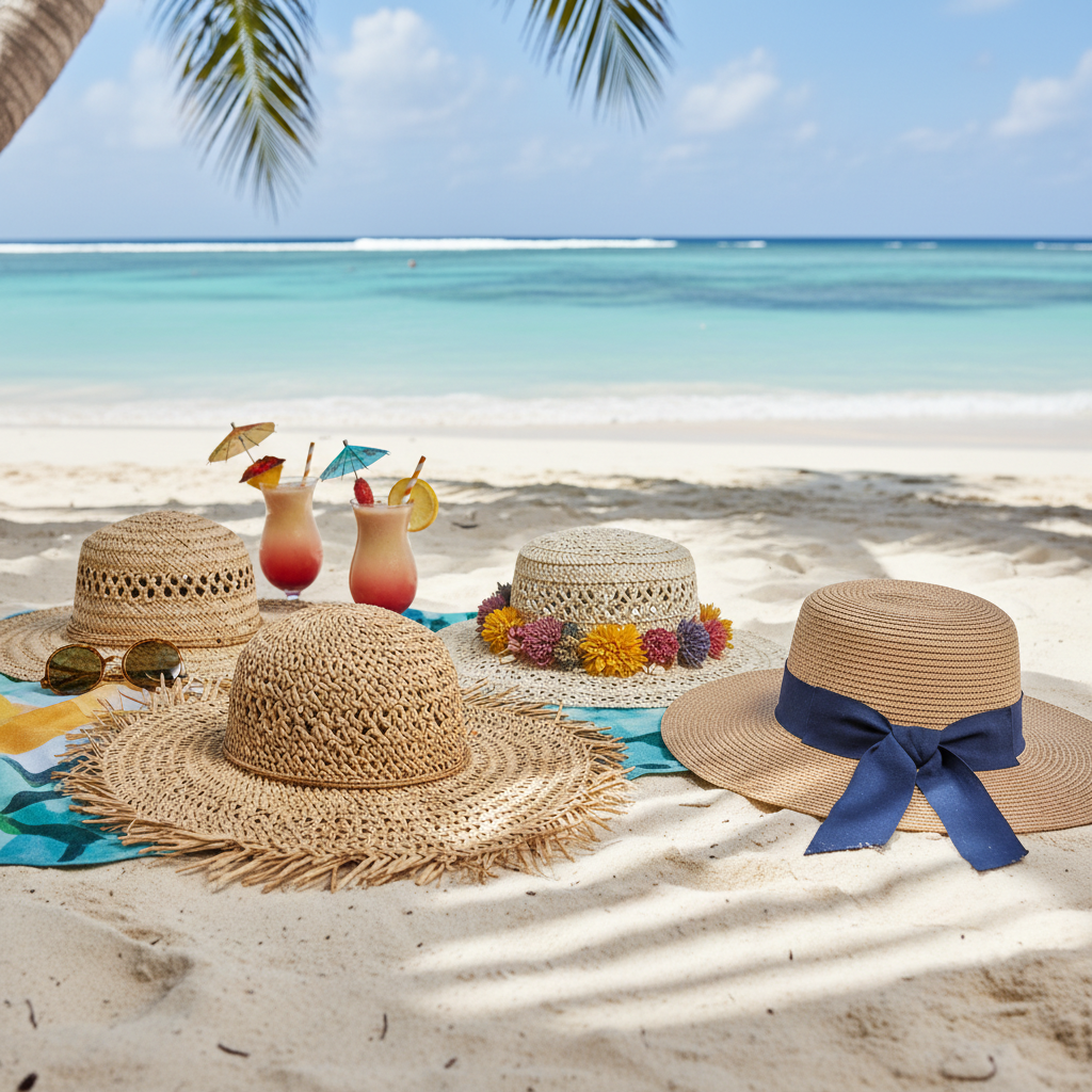 Straw Hats For Tropical Beach Vacations