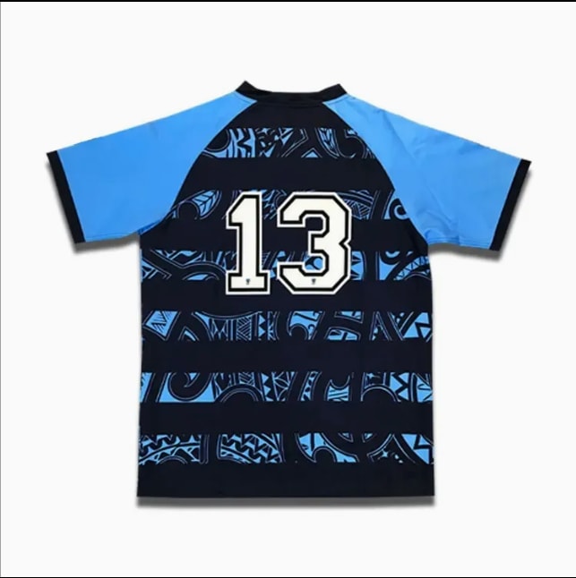 Maillot de rugby à motif noir et bleu (2)