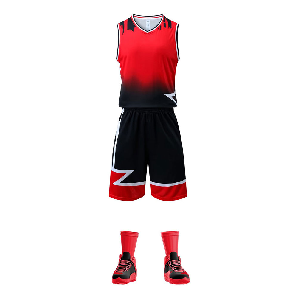 Ensemble de maillot de basketball à dégradé bleu en zigzag (1)