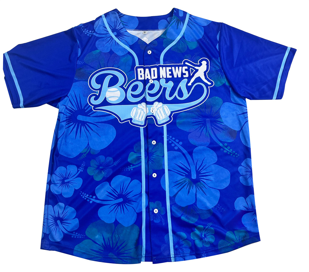 Custom Blue Floral BAD NEWS BEERS Jersey01