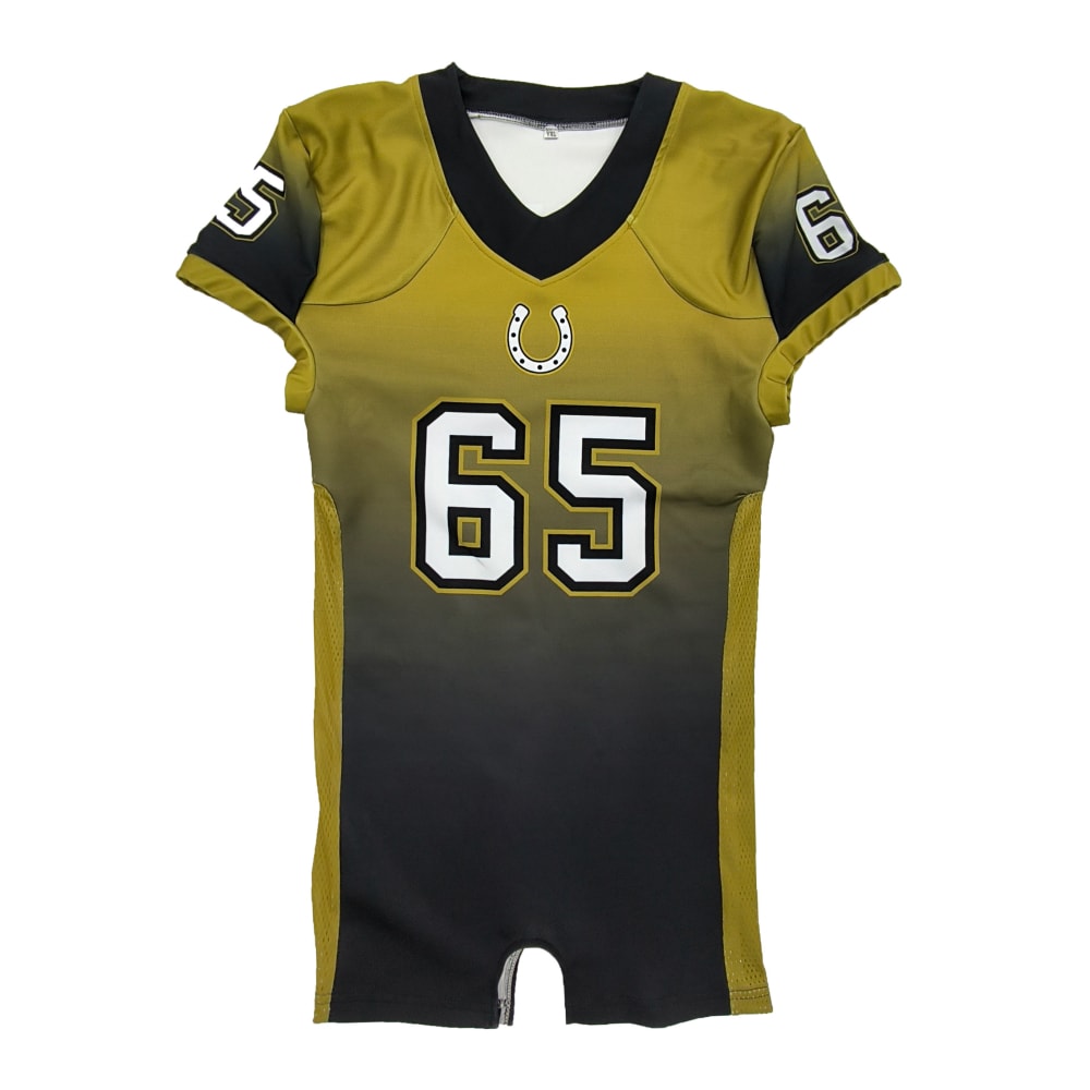Détails des uniformes de football américain personnalisés à manches courtes en polyester de haute qualité (5)