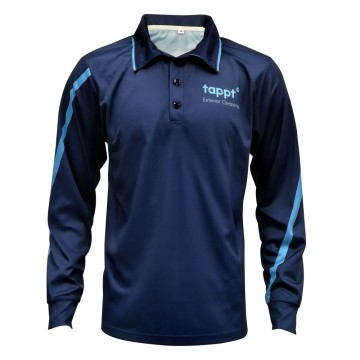 Custom Long Sleeve Work Polo Shirt – Breathable 100% Polyester, Quick Dry Uniform Top with Logo Printing for Outdoor