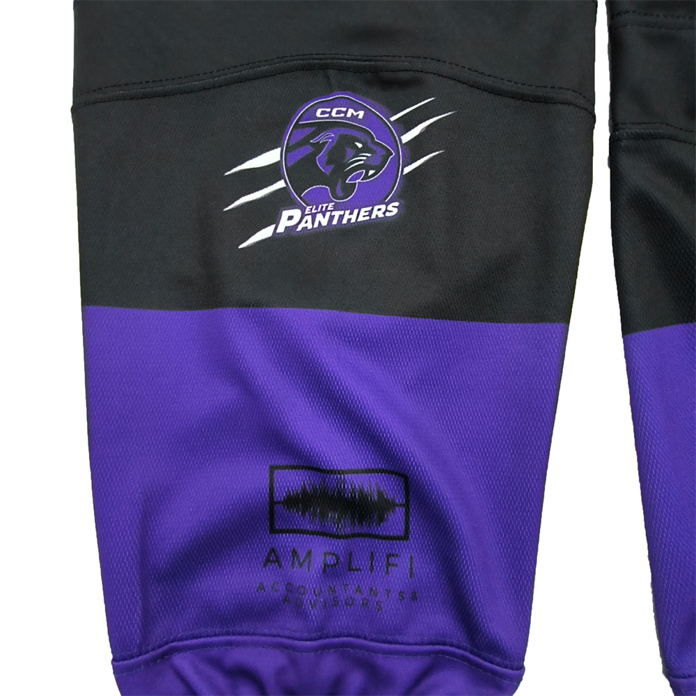 Chaussettes de hockey sur glace personnalisées par sublimation avec fermeture auto-agrippante 03
