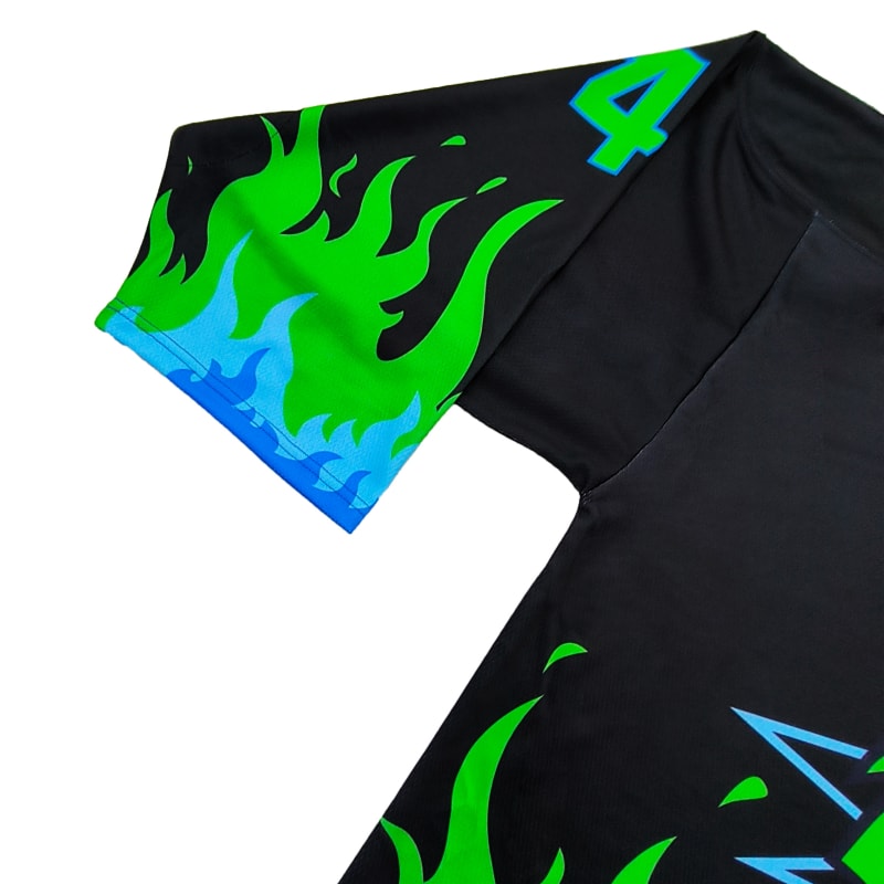 Fluorescent Color Cartoon Flame Print Hockey Jersey (3)