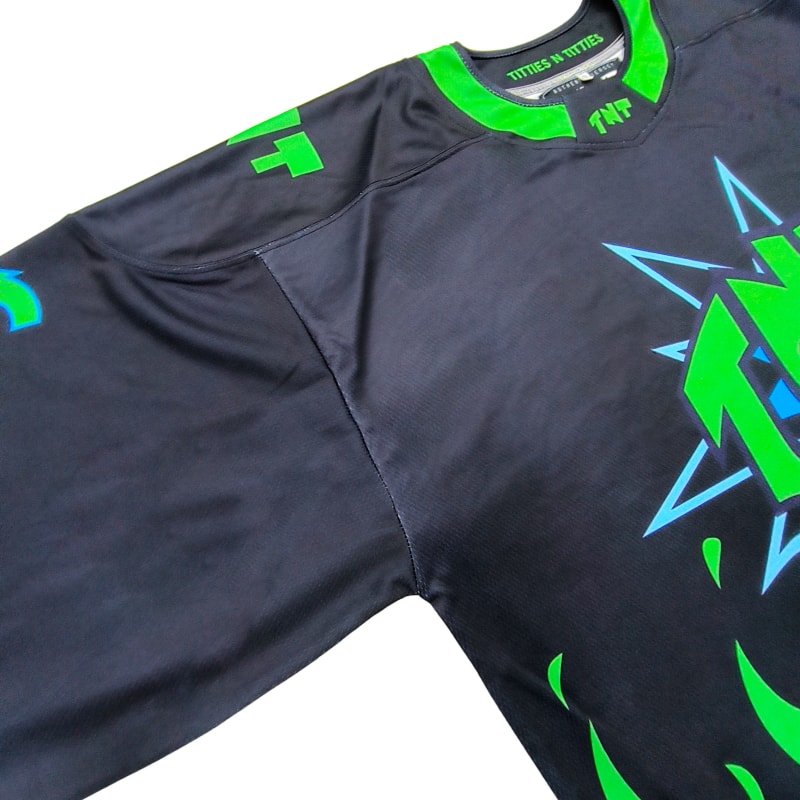 Fluorescent Color Cartoon Flame Print Hockey Jersey (5)