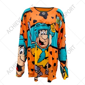 Custom Adult and Youth Ice Hockey Jerseys-Full Sublimation Printing Customizable FRED Unique Design Orange Lightweight Breathable Hockey Jersey