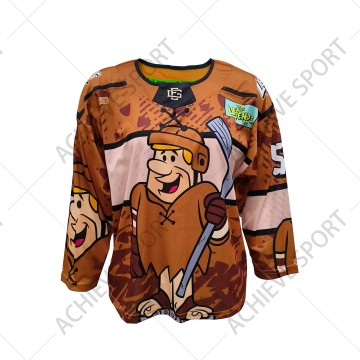 Custom Series Adult and Youth Ice Hockey Jerseys-Full Sublimation Printing Customizable BARNEY Unique Design Brown Lightweight Breathable Hockey Jersey